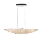Modern Large Disc Textured Art Glass Chandelier with Black Canopy on Pure White Background