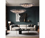 Modern Textured Art Glass Chandelier in Contemporary Living Space