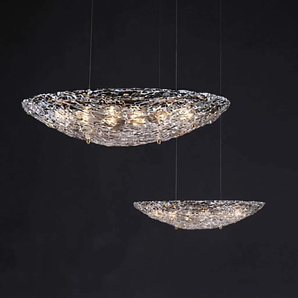 Illuminated Modern Multi-Tier Large Disc Chandelier Studio Shot