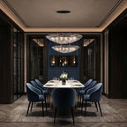 Modern Multi-Tier Large Disc Chandelier in Formal Dining Room