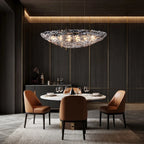 Modern Large Disc Art Glass Chandelier Over Round Dining Table