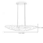 Modern Large Disc Textured Art Glass Chandelier Line Art Dimension Diagram