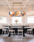 Modern Multi-Color Art Glass Chandelier in Contemporary Dining Area