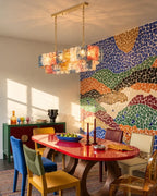 Modern Multi-Color Art Glass Chandelier in Artistic Dining Room