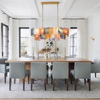 Modern Art Glass Rectangle Chandelier in Formal Dining Room