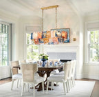 Modern Multi-Color Art Glass Chandelier in Dining Room Interior