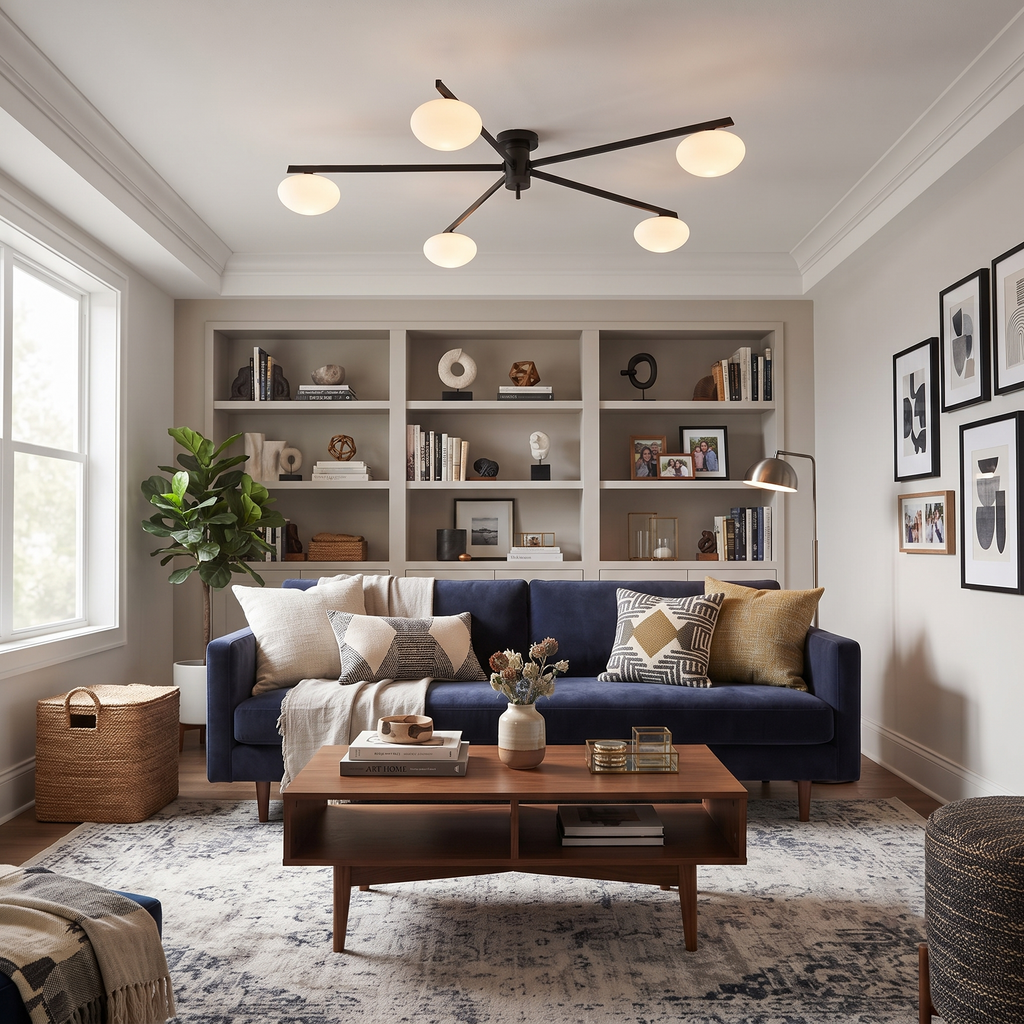 Multi-Arm Brass Glass Chandelier