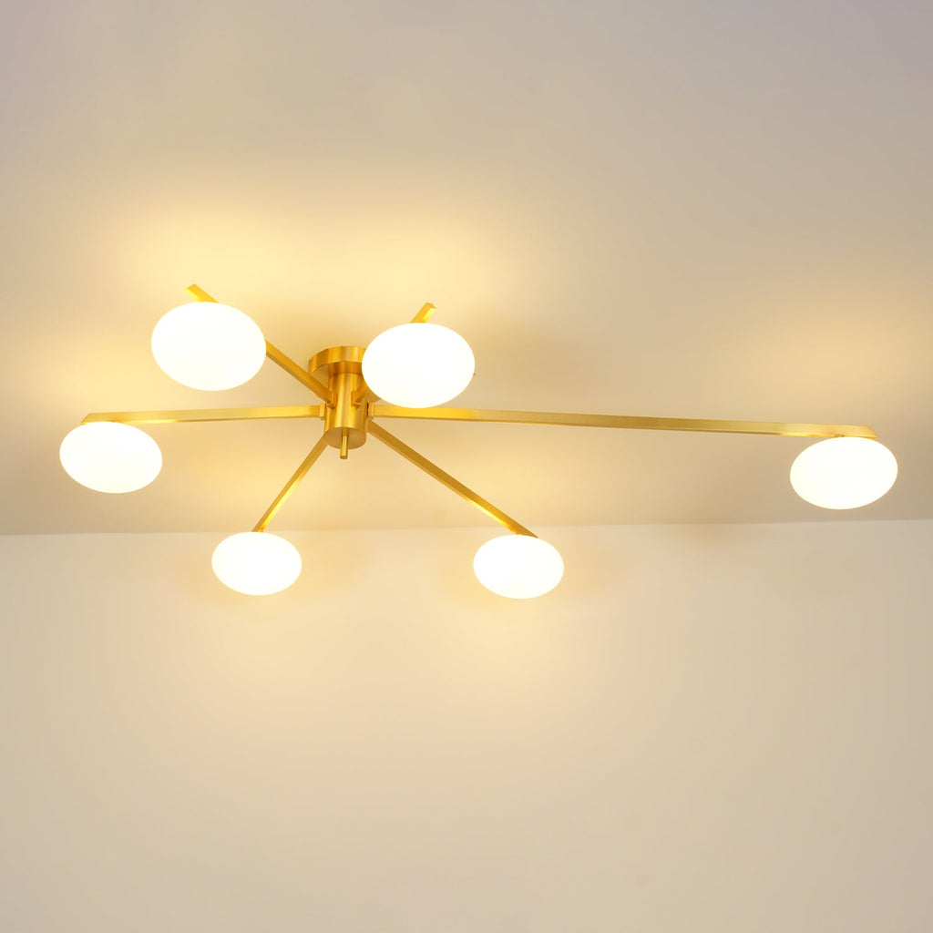 Multi-Arm Brass Glass Chandelier