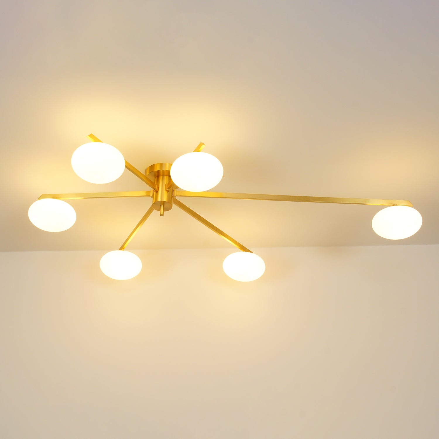 Multi-Arm Brass Glass Chandelier