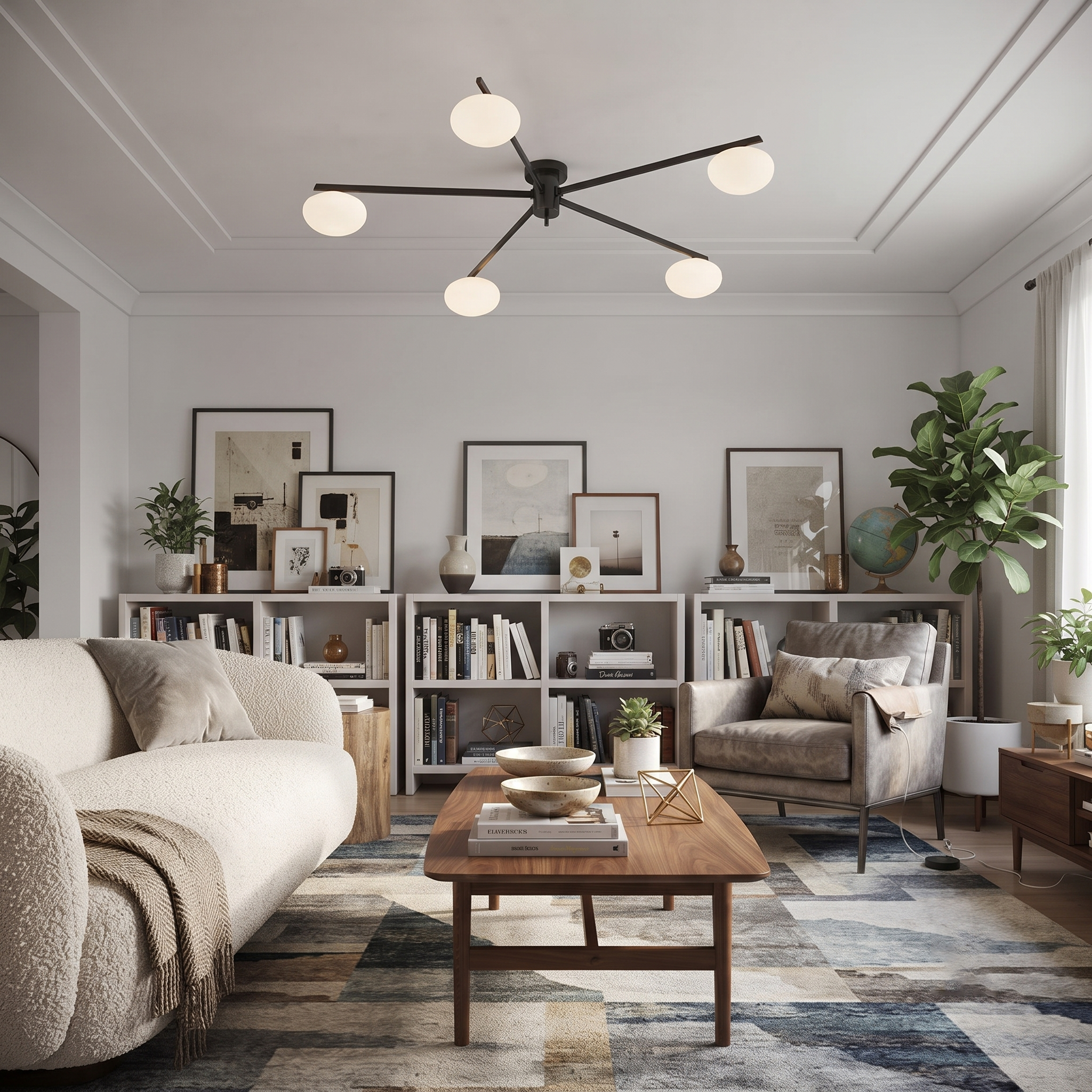 Multi-Arm Brass Glass Chandelier