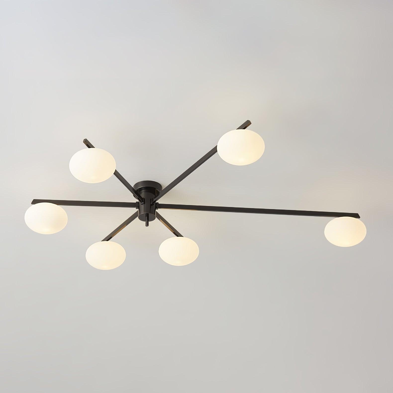 Multi-Arm Brass Glass Chandelier