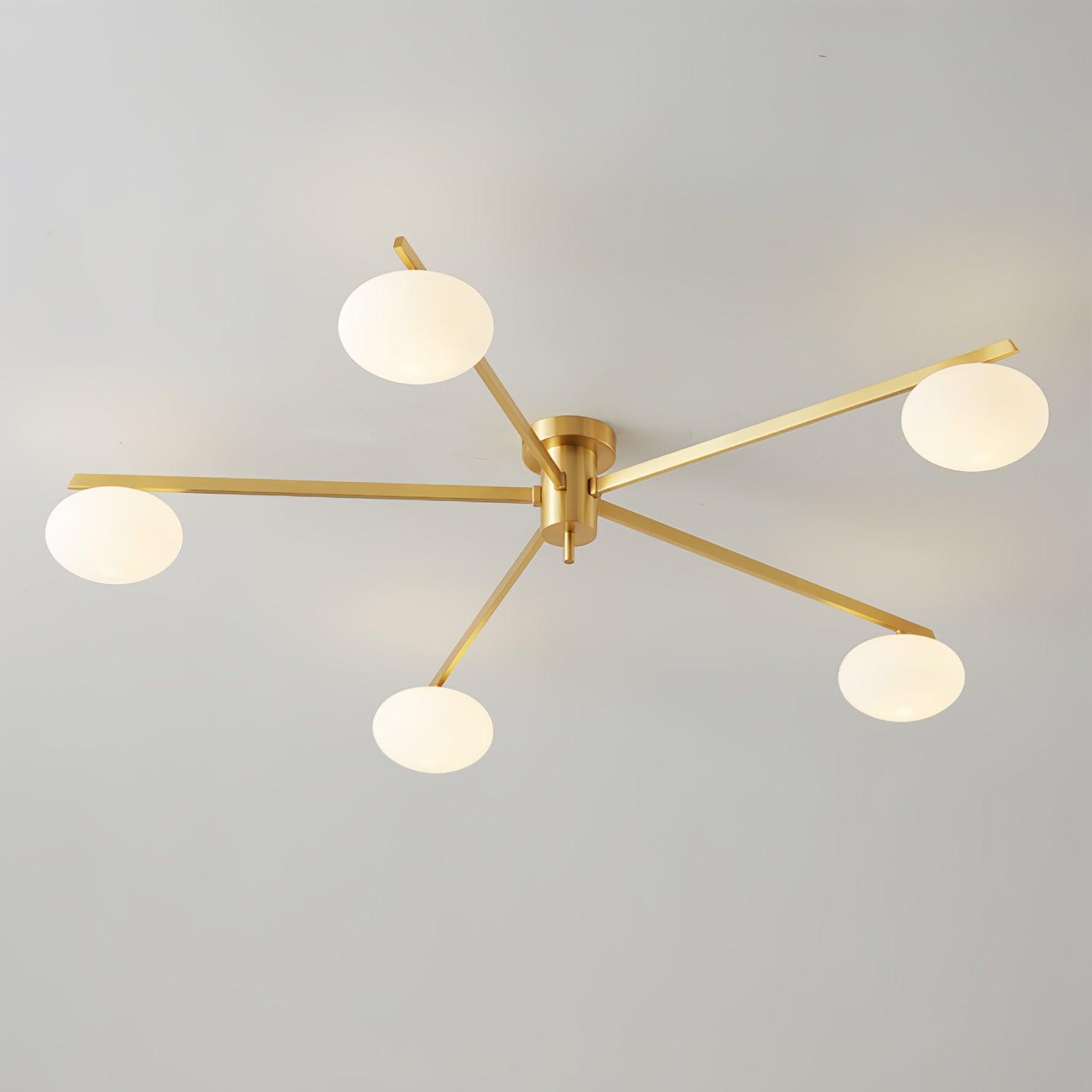 Multi-Arm Brass Glass Chandelier