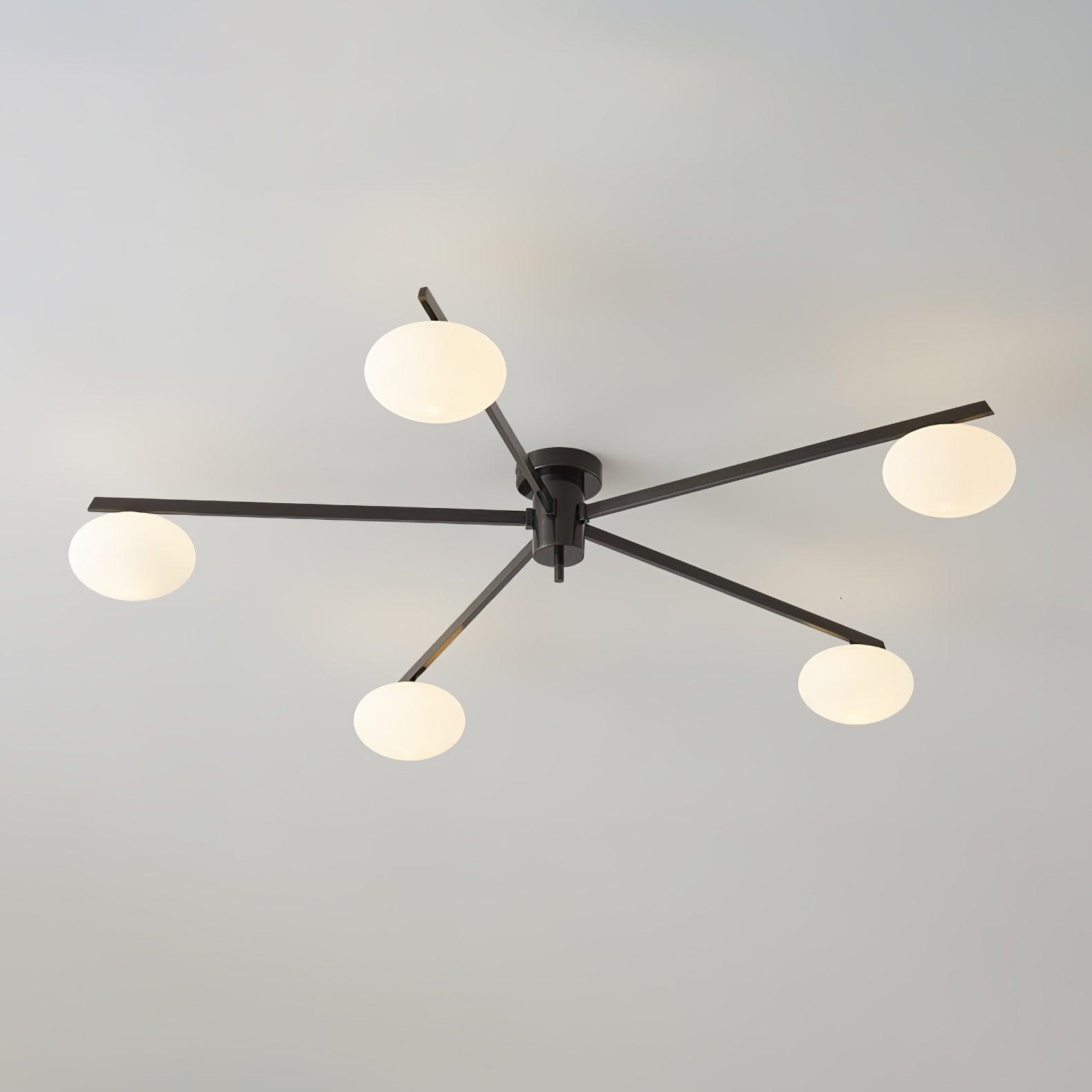 Multi-Arm Brass Glass Chandelier