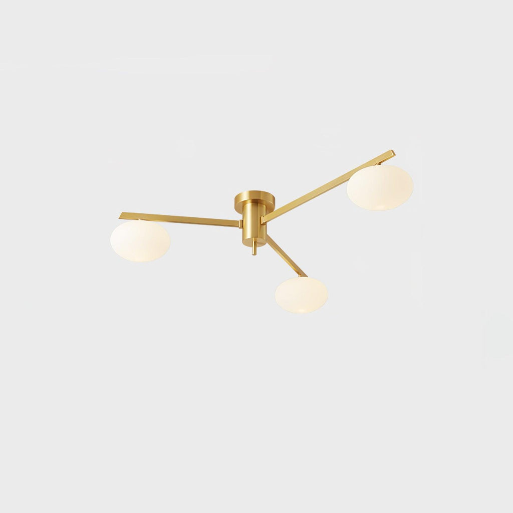 Multi-Arm Brass Glass Chandelier