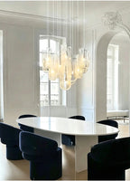 Modern Art Glass Chandelier in Formal Dining Area