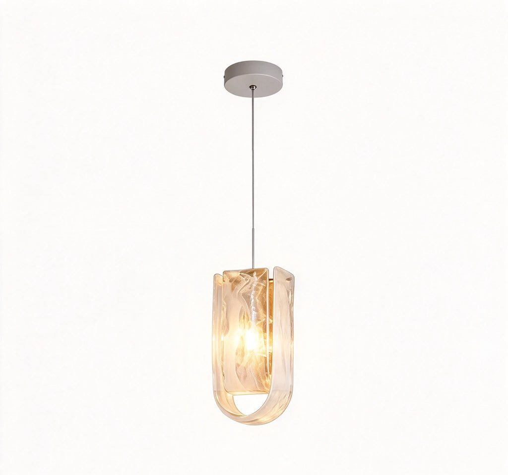 Front View of Single Art Glass Pendant Light Studio Display