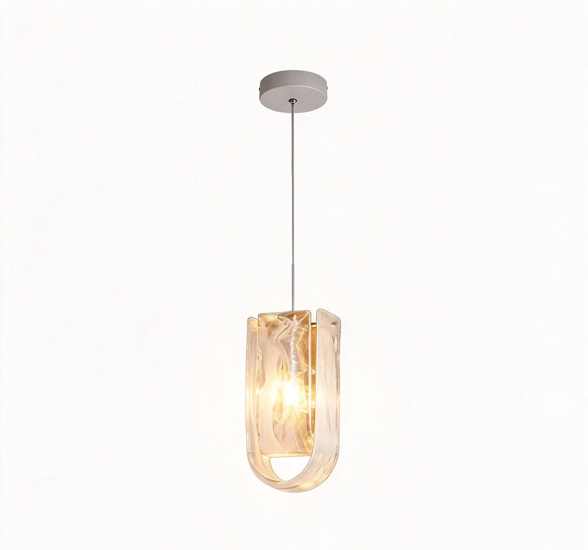 Front View of Single Art Glass Pendant Light Studio Display