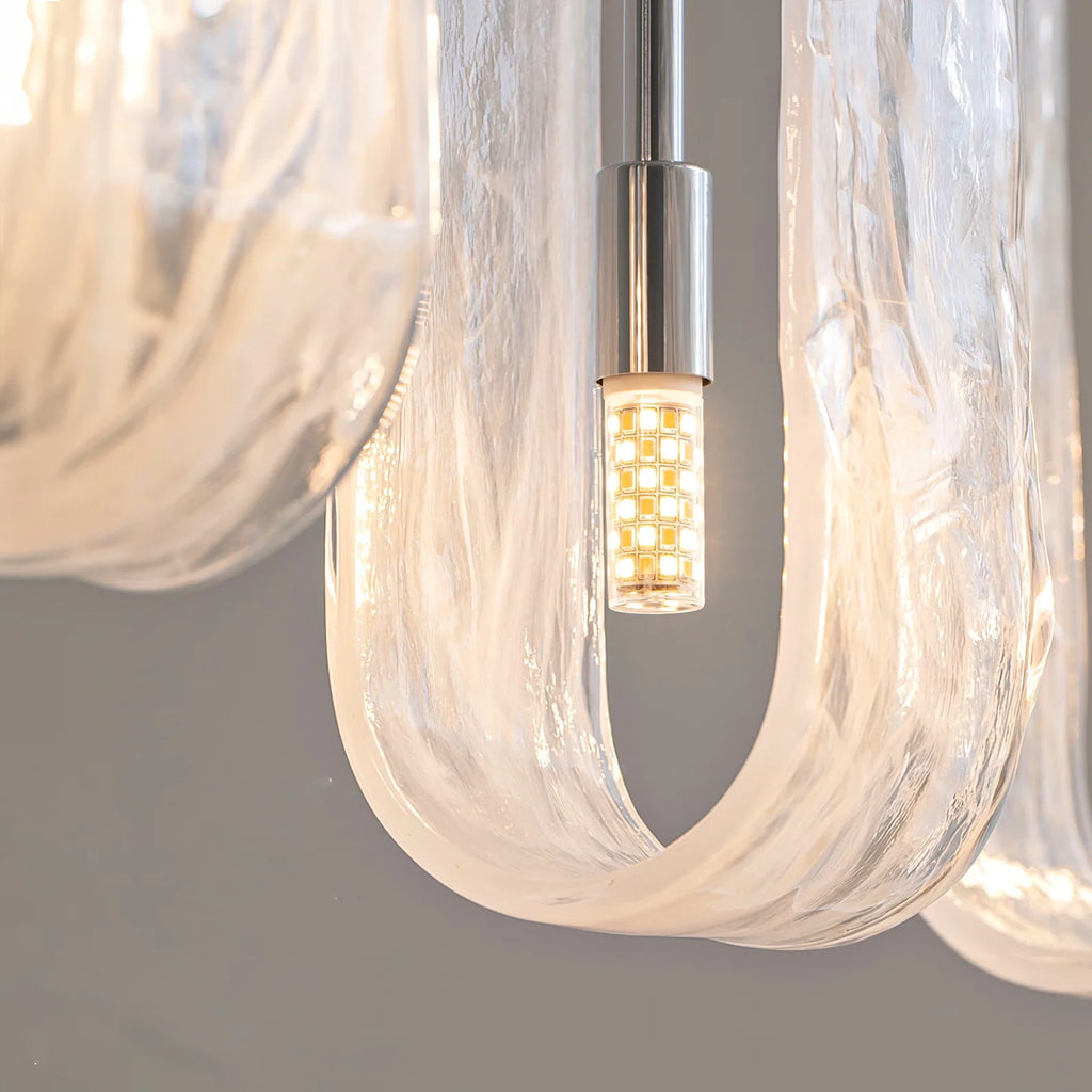 Close Up View of Art Glass Shades and Internal Bulbs Structure