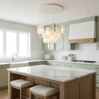 Modern Multi-Light Art Glass Chandelier Over Kitchen Island