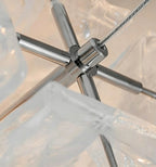 Close Up View of Central Metal Frame and Glass Shades Connection