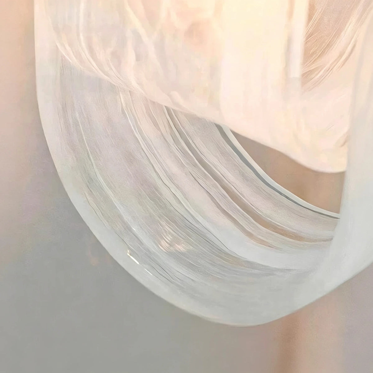 Close Up View of Textured Art Glass Shade and Light Pattern