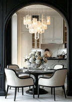 Modern Art Glass Chandelier in Elegant Dining Room Setting