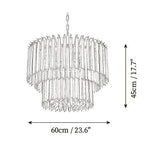 Modern Medium Teal Fluted Art Glass Chandelier Line Art Dimension Diagram