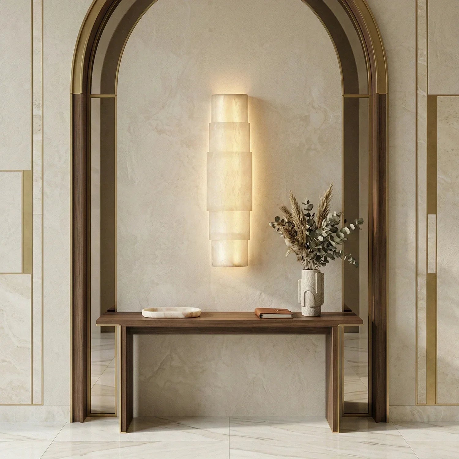 Multi Layer Stacked Alabaster Wall Lamp