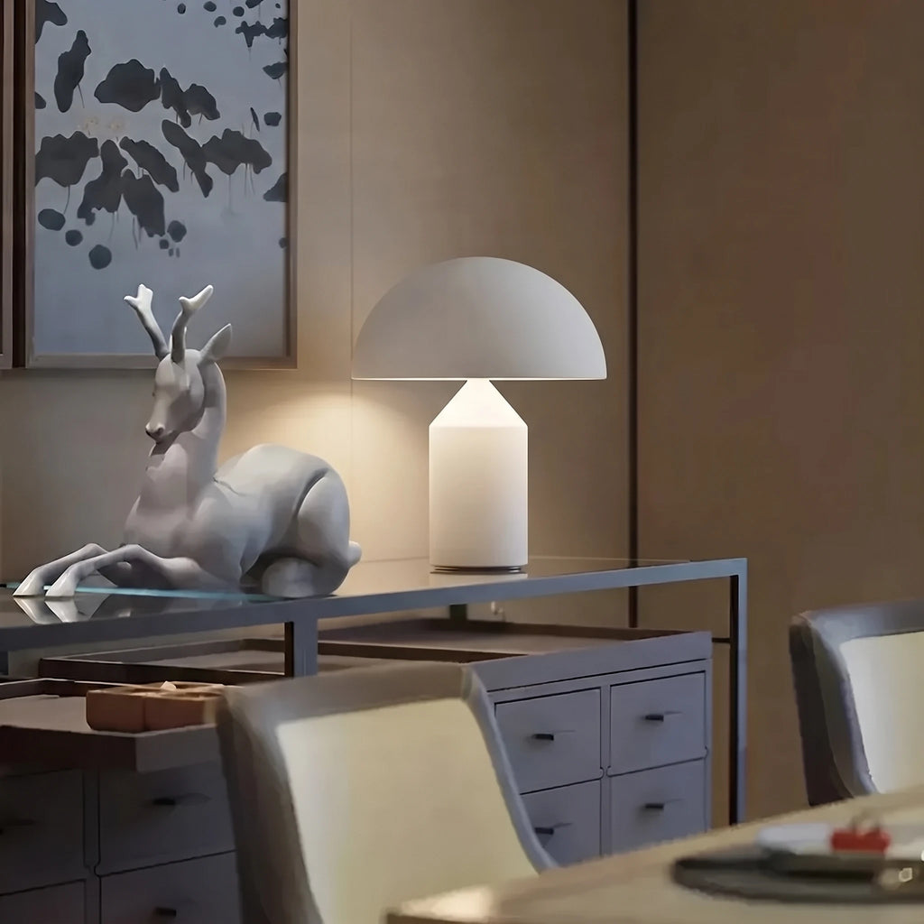 Modern Alabaster Dome Table Lamp in Home Office Setting