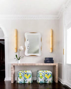 Modern Cylindrical Alabaster Wall Sconces in Entryway Foyer