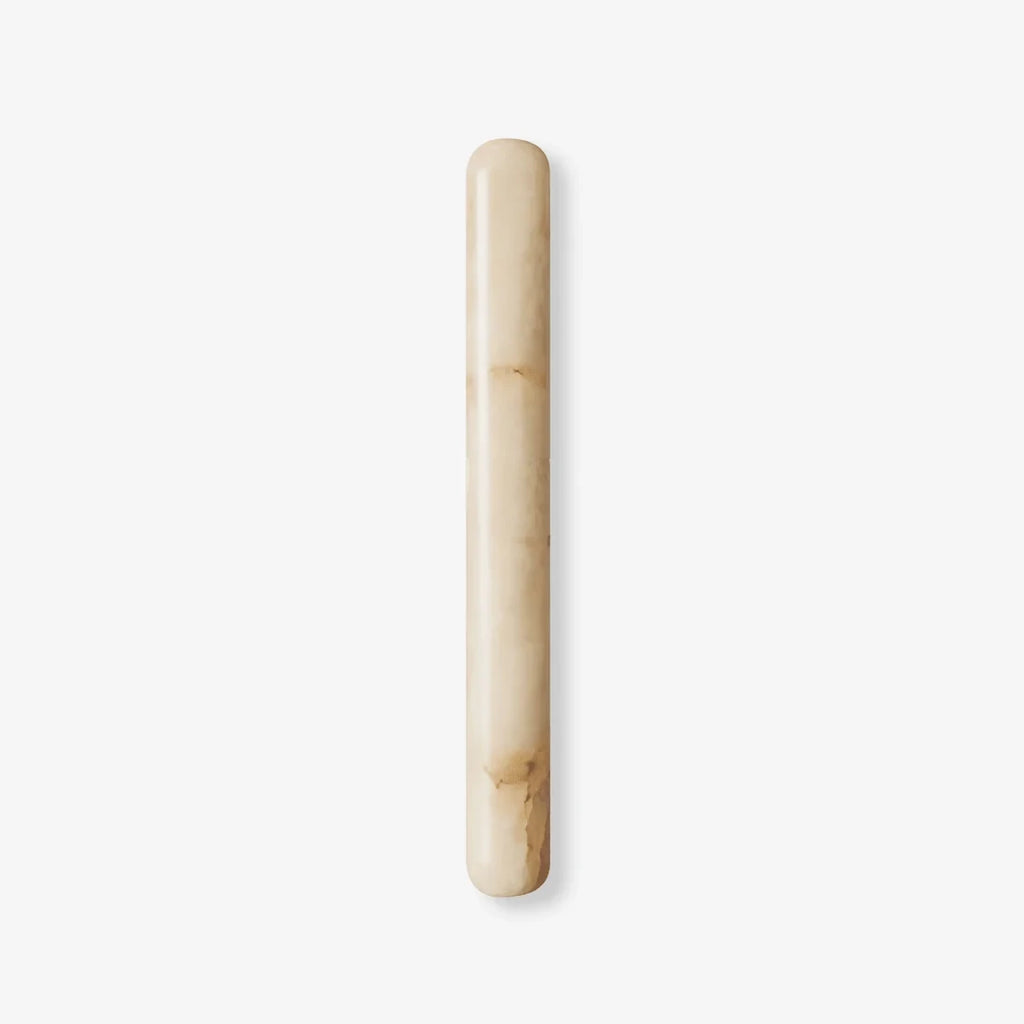 Illuminated Modern Cylindrical Alabaster Art Glass Wall Sconce Studio Shot