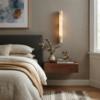 Modern Art Glass Wall Sconce Over Bedroom Nightstand