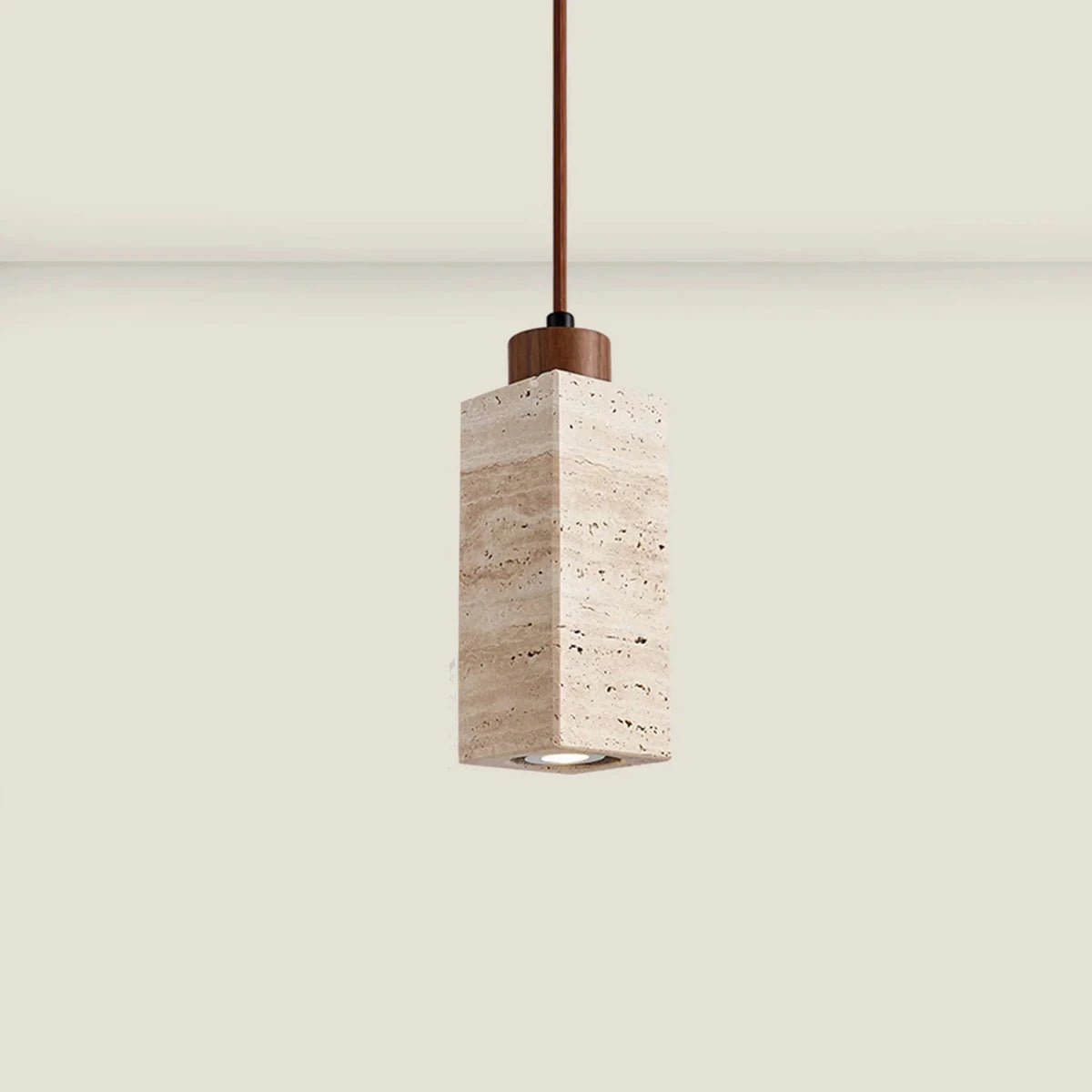 Square Travertine Mini Pendant Light Studio Display