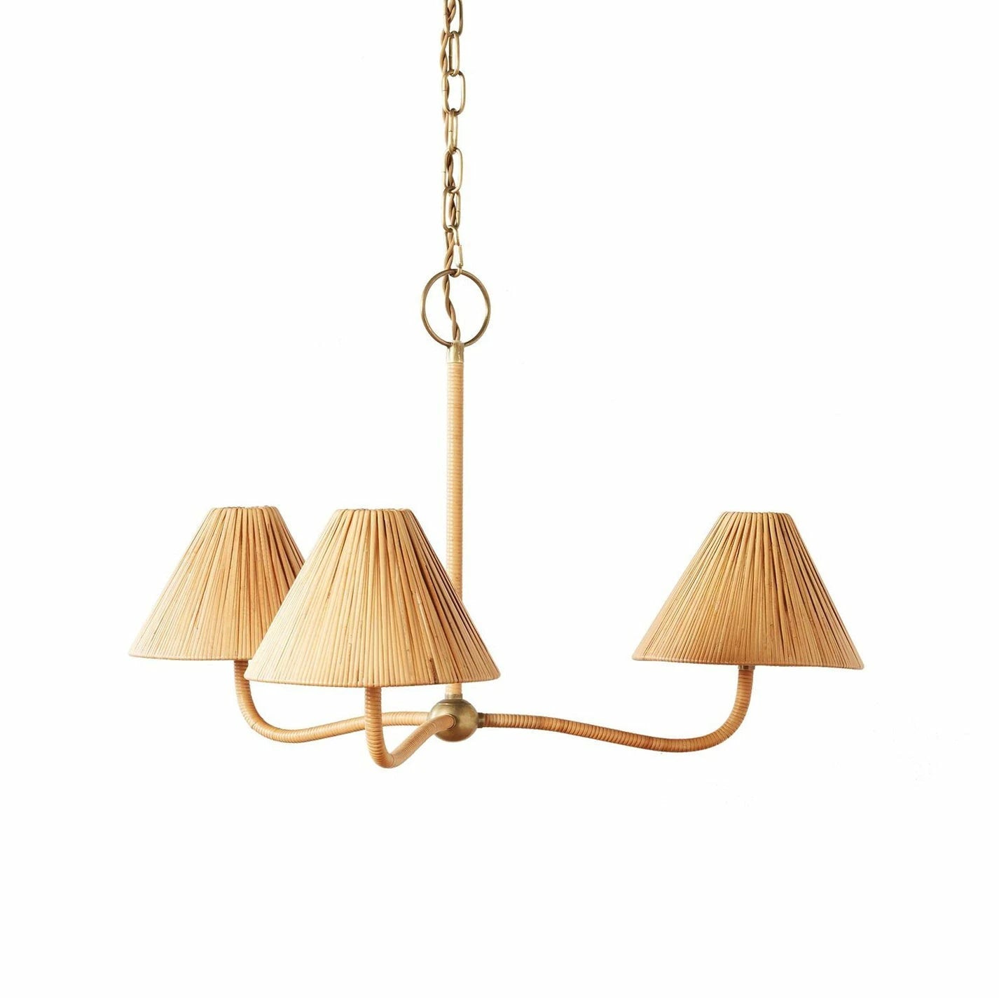 Natural Rattan Pleated Chandelier