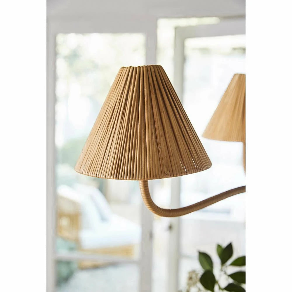 Natural Rattan Pleated Chandelier