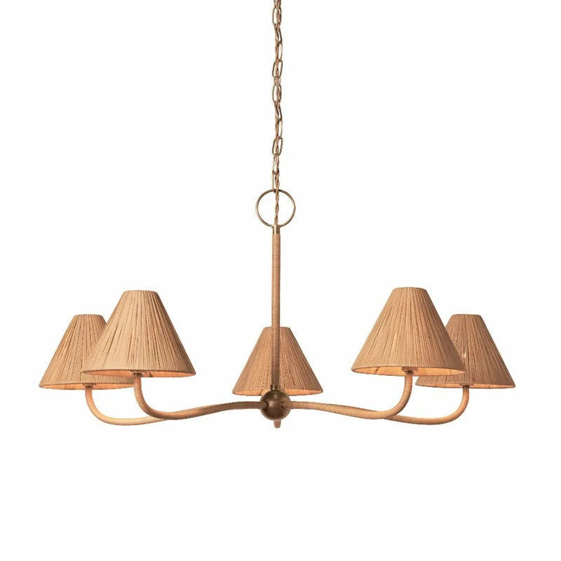 Natural Rattan Pleated Chandelier