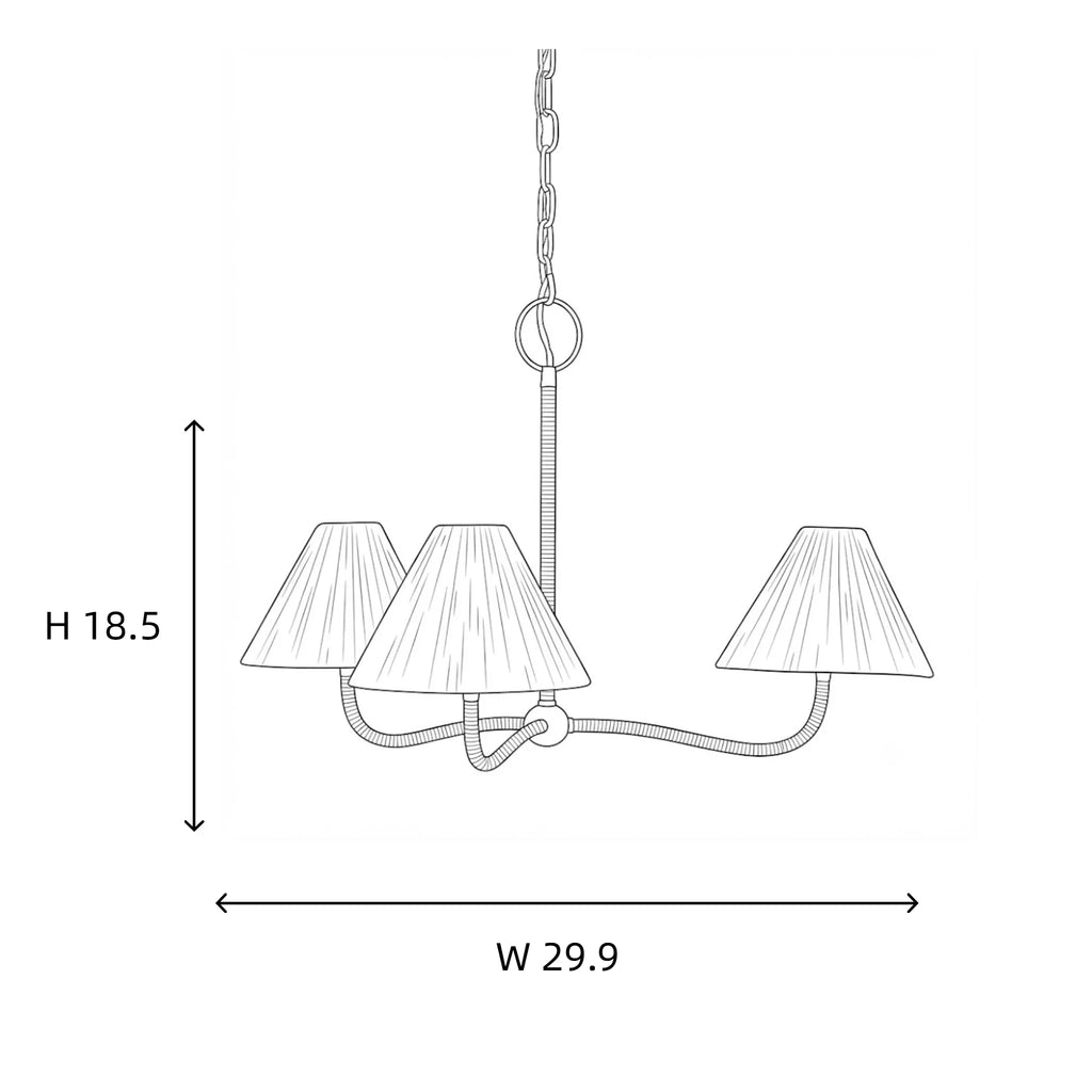 Natural Rattan Pleated Chandelier