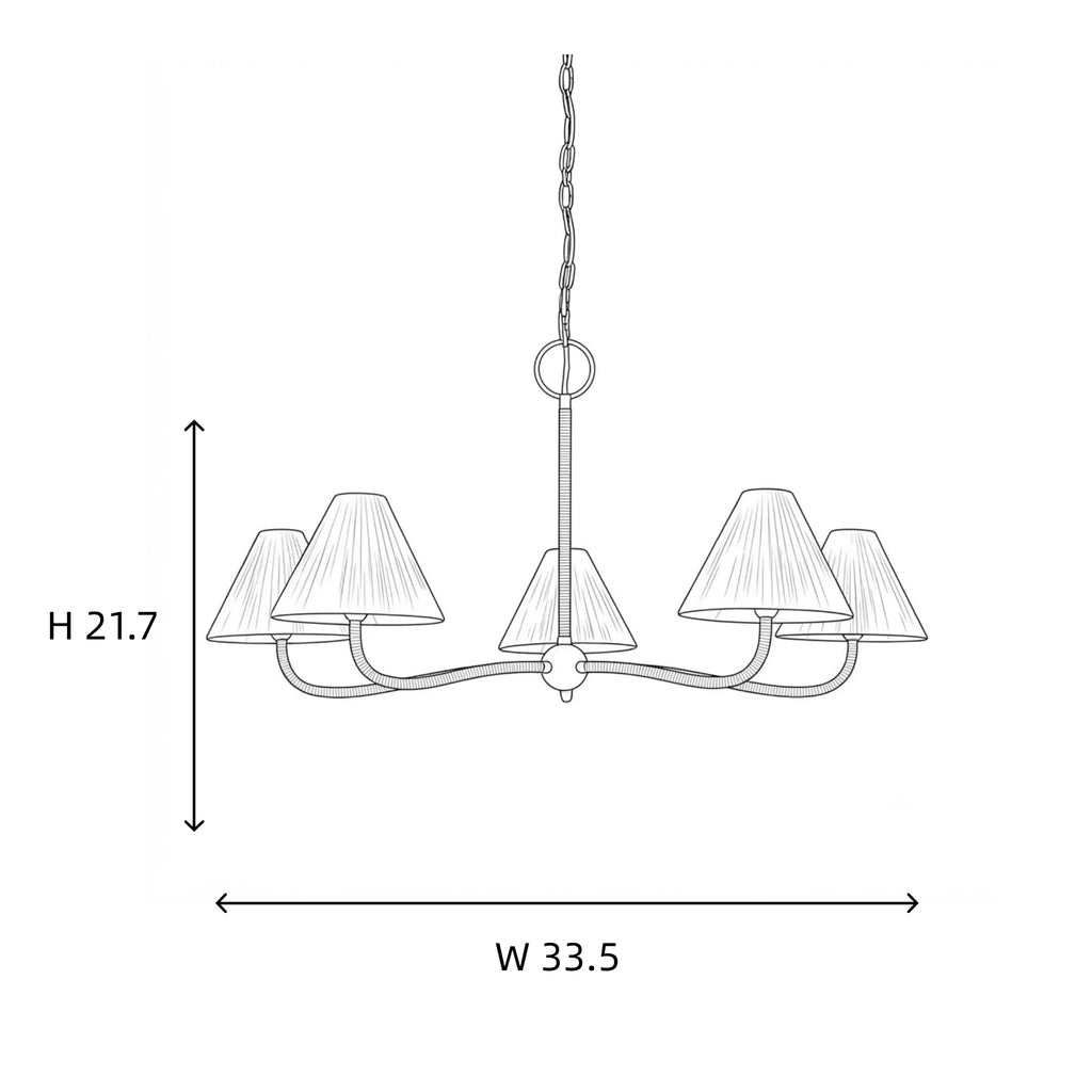 Natural Rattan Pleated Chandelier