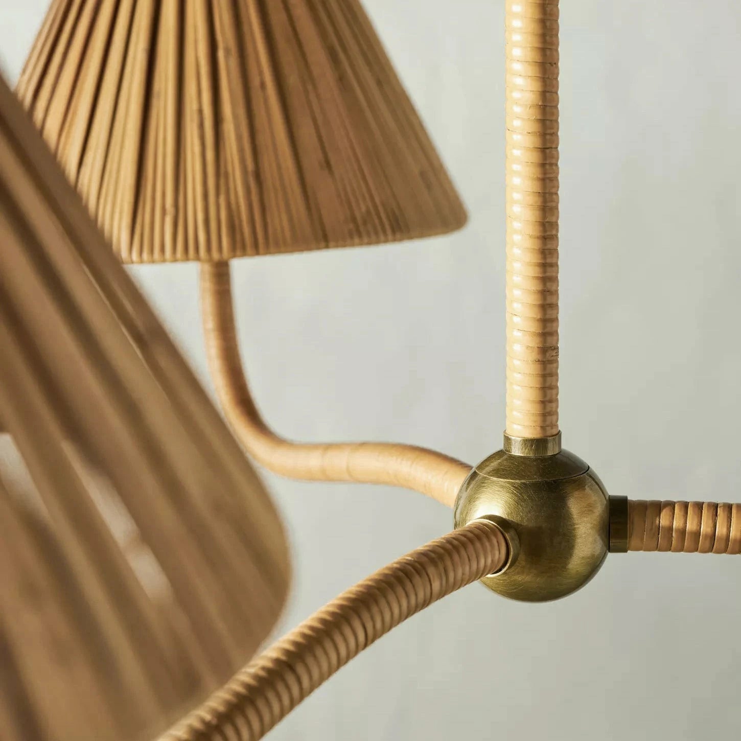 Natural Rattan Pleated Chandelier