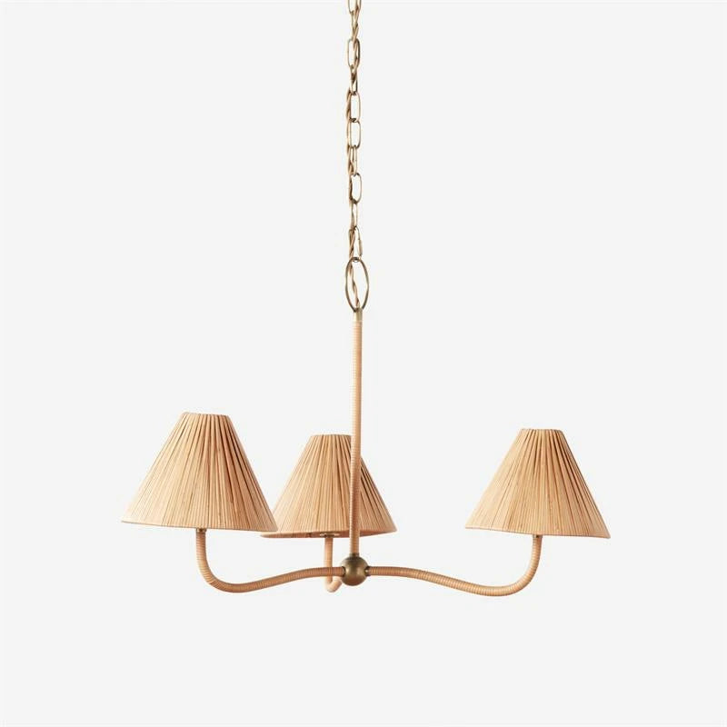Natural Rattan Pleated Chandelier