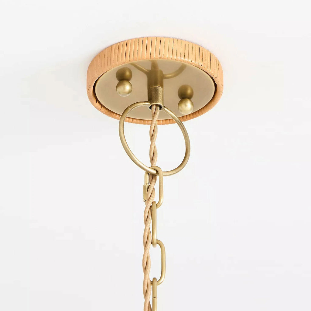 Natural Rattan Pleated Chandelier