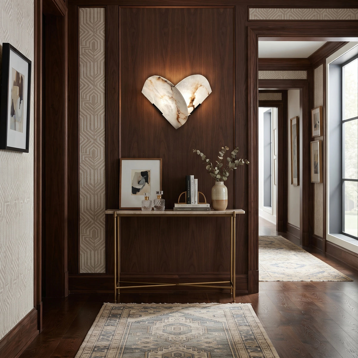 Alabaster Butterfly Wall Light in Elegant Foyer Space