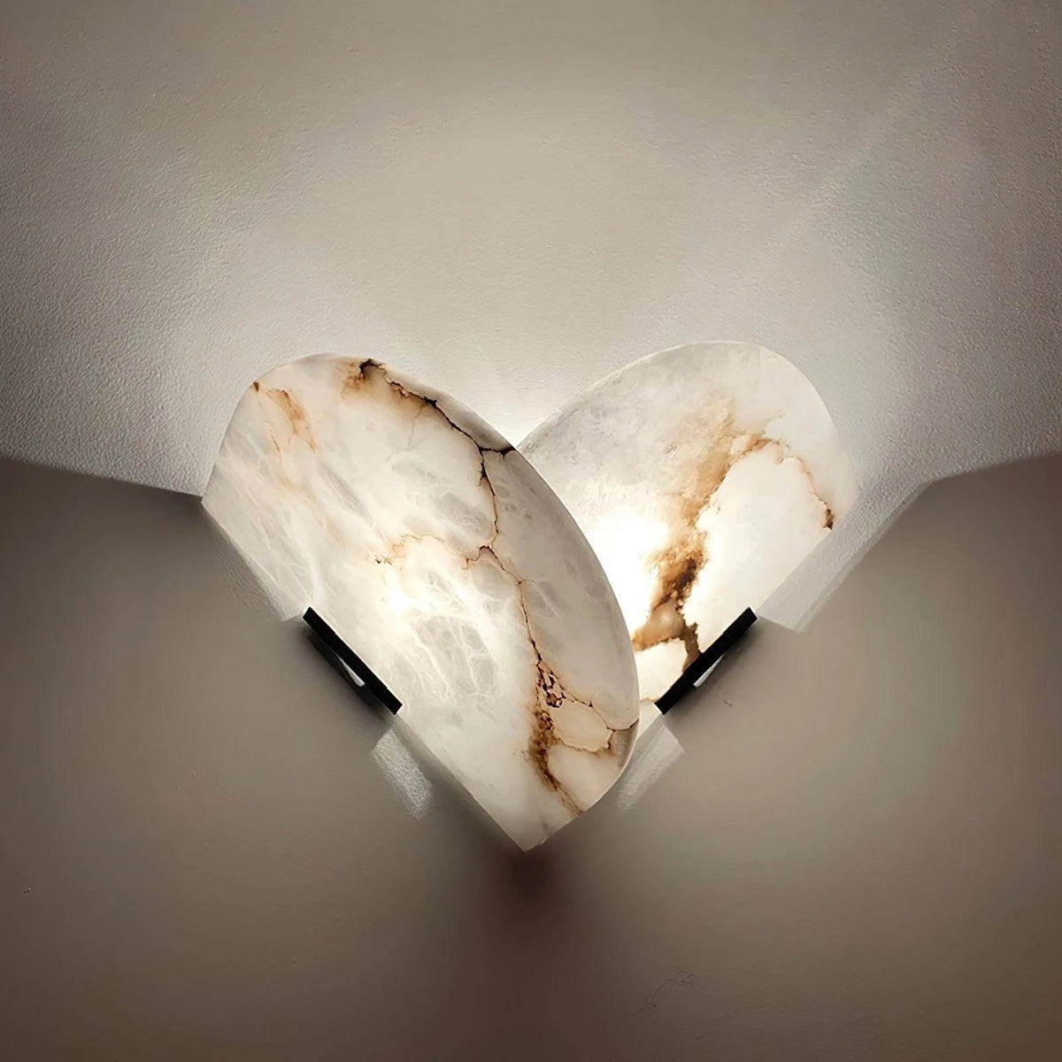 Warm Lighting Ambient Effect of V-Shape Alabaster Sconce