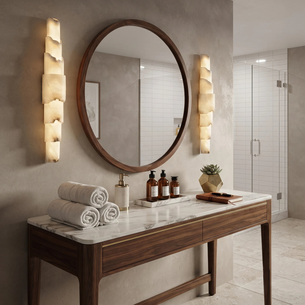 Natural Veined Alabaster Wall Light
