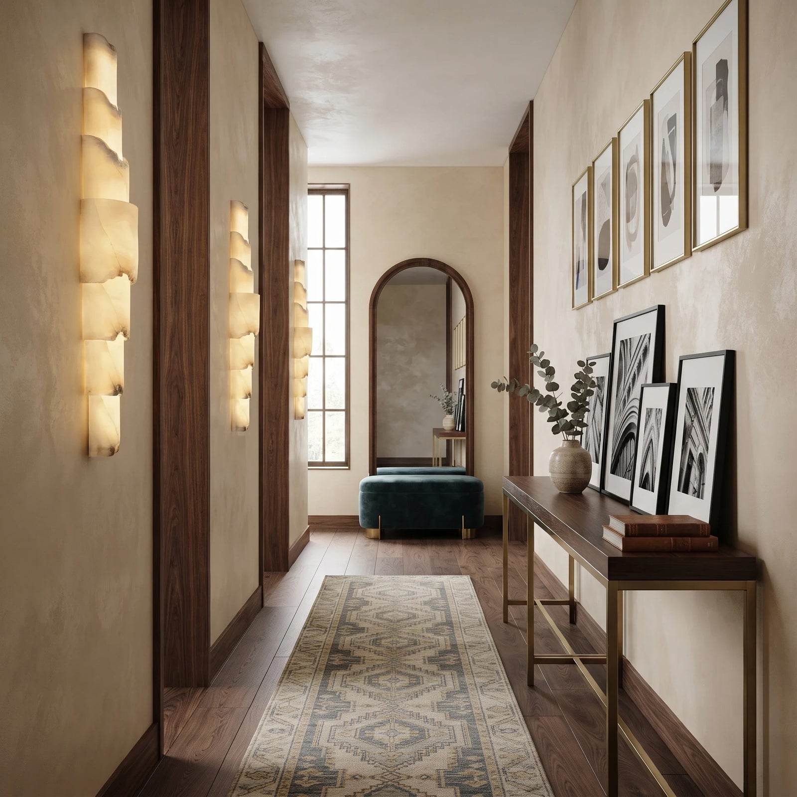 Natural Veined Alabaster Wall Light