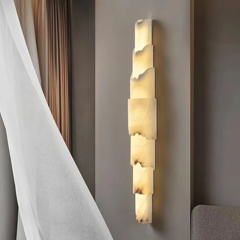 Natural Veined Alabaster Wall Light