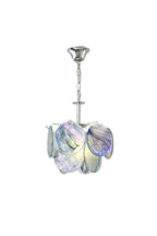 Modern Colorful Petal Art Glass Pendant Light with Silver Canopy on Pure White Background