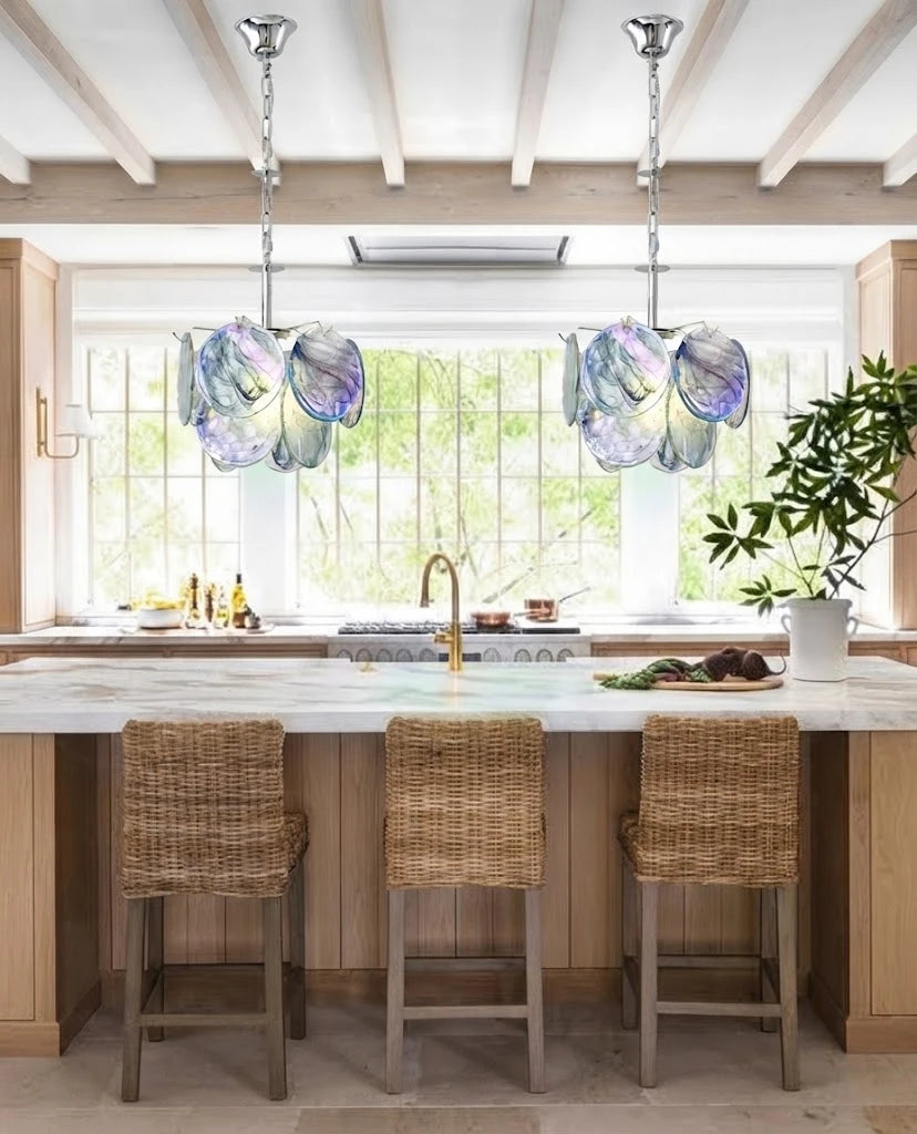 Modern Colorful Petal Pendant Light Over Dining Area