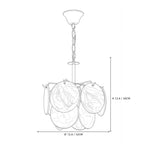 Modern Colorful Petal Art Glass Pendant Light Line Art Dimension Diagram