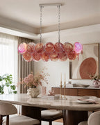 Modern Colorful Disc Linear Pendant Light in Warm Interior